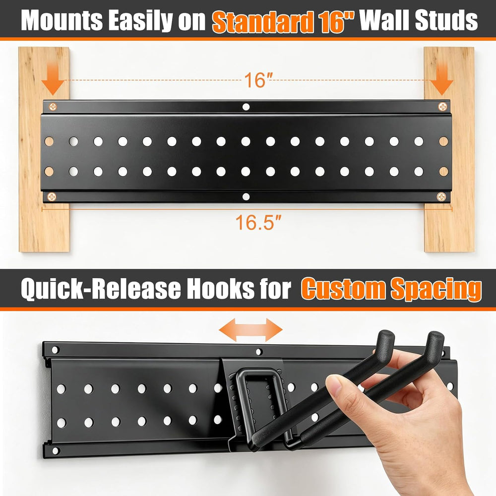 Garage Tool Organizer Wall Mount 66 inches with 13 Adjustable Heavy-Duty Hook...