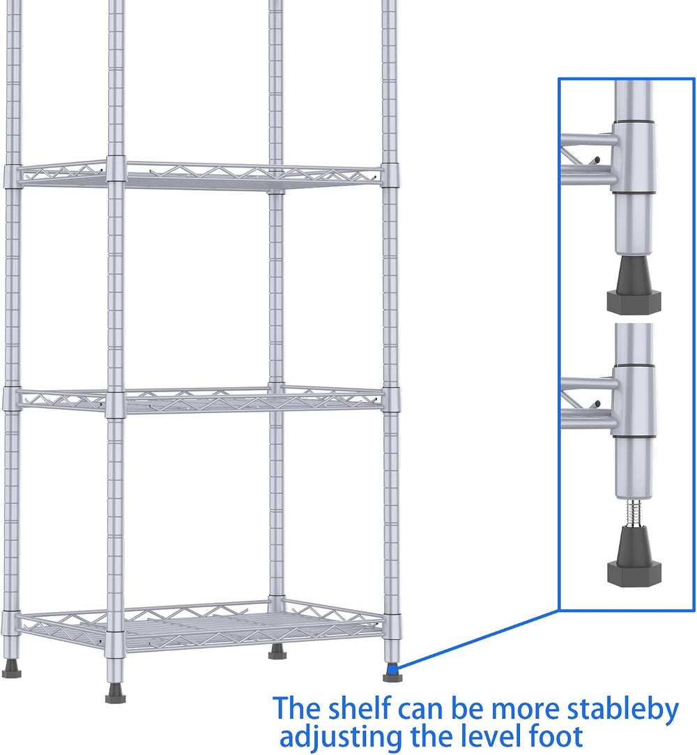 6 Wire Shelving Steel Storage Rack Adjustable Unit Shelves for Laundry Bathro...