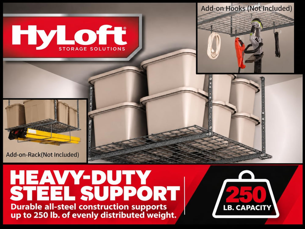 Hyloft Overhead Steel Garage Storage System, Ceiling Rack, 45-Inch x 45-Inch,...