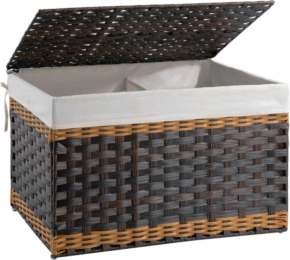 OIAHOMY Storage Basket with Lid, 27.7 Gallon (105L) Blanket Basket with Remov...