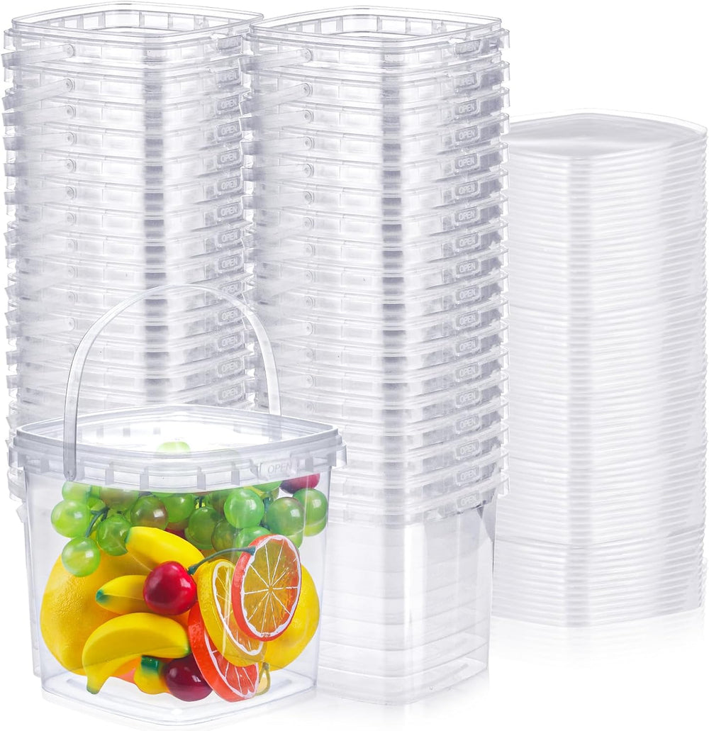 Macarrie 50 Pack 17 Oz Square Deli Containers with Lids Food Storage