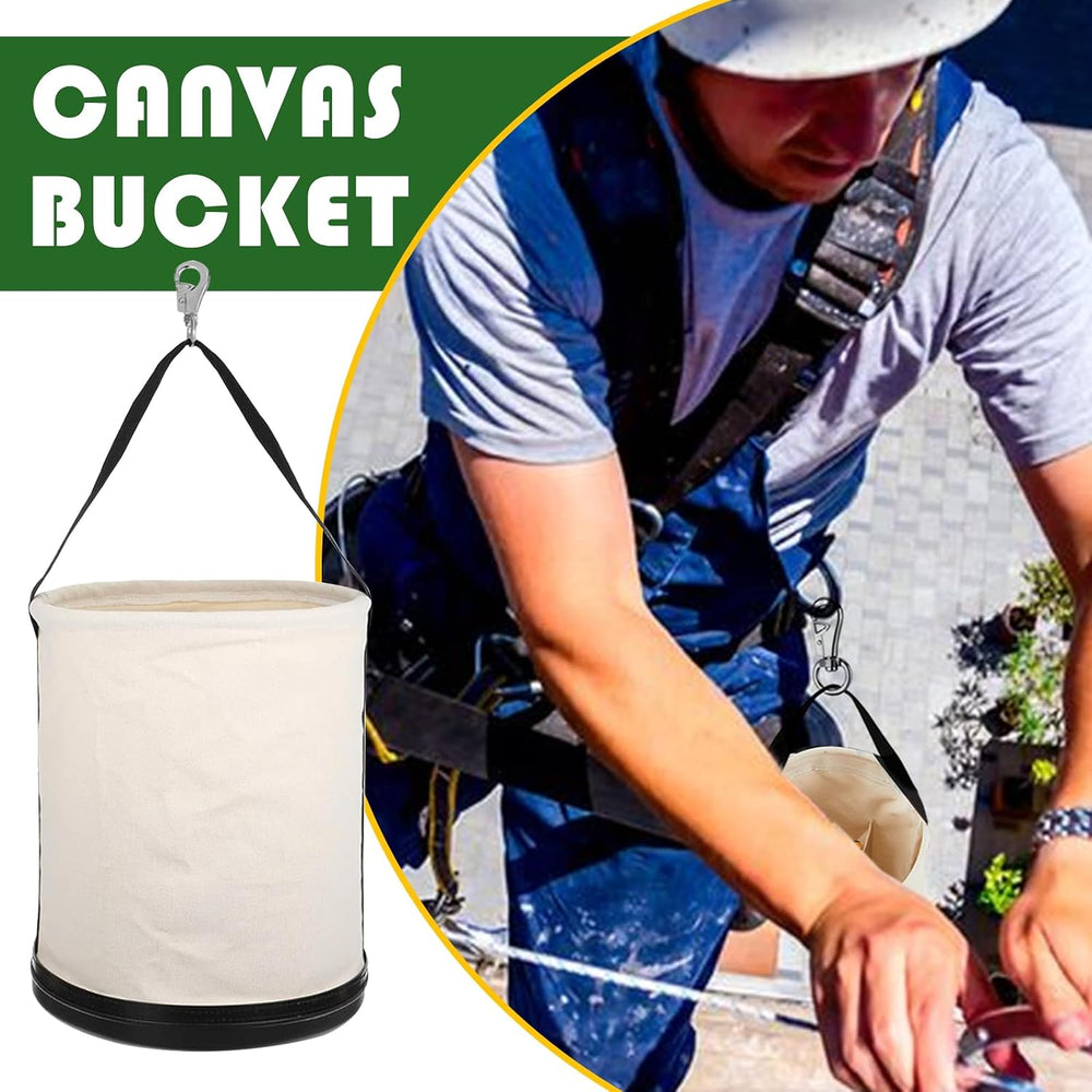 CNQLIS Canvas Tool Bucket – 11.6"x15", 150lb Capacity, w/Metal Hook