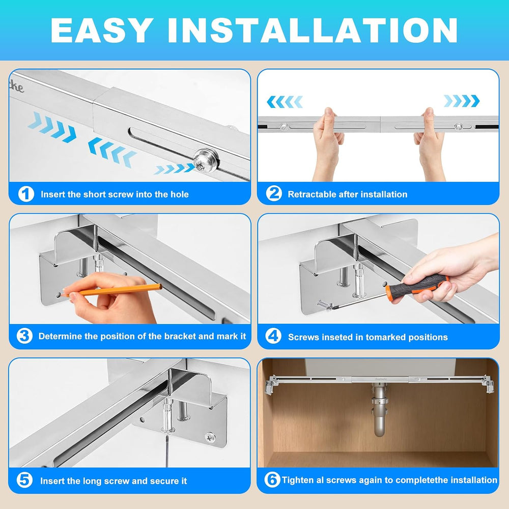 2-Pack Undermount Sink Support Brackets (Telescopic Adjustable 28"-37&qu...