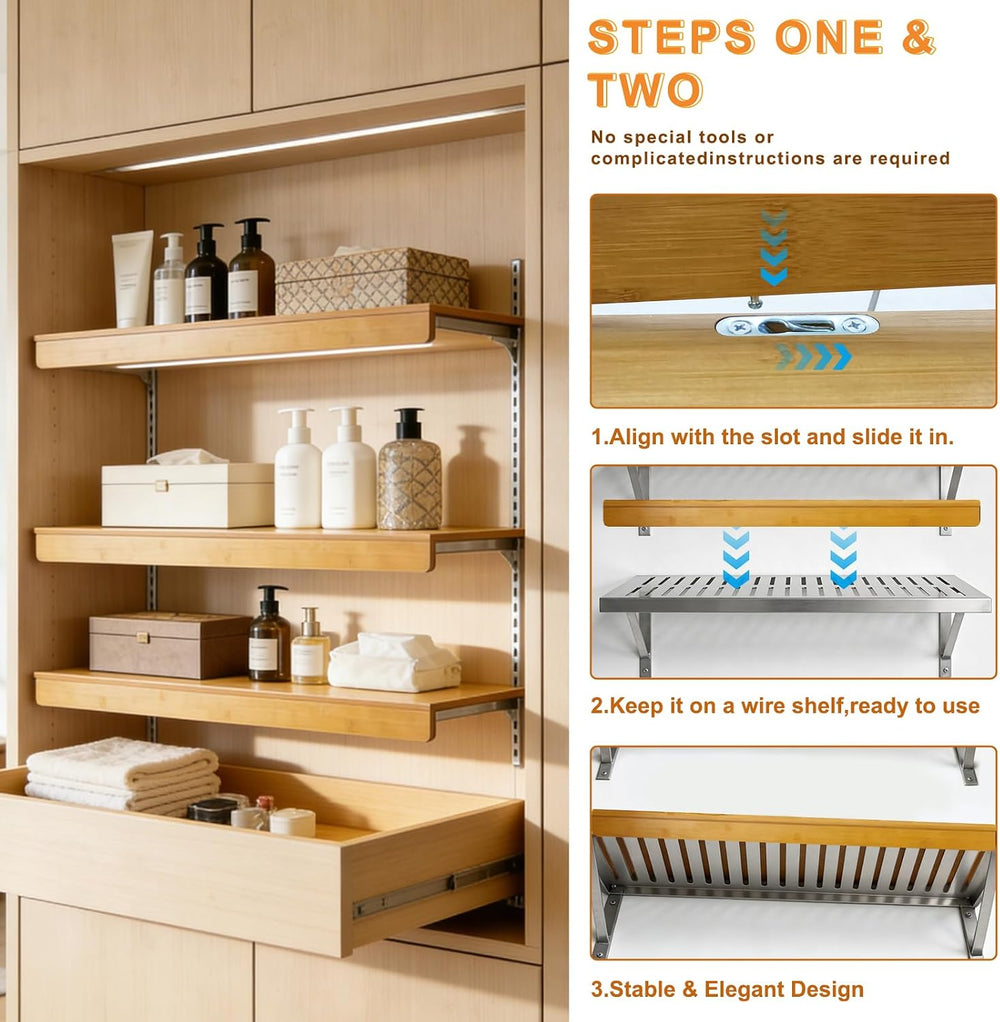 Bamboo Wire Shelf Covers for Wire Shelving,Heavy Duty Wire Rack Covers for Pa...