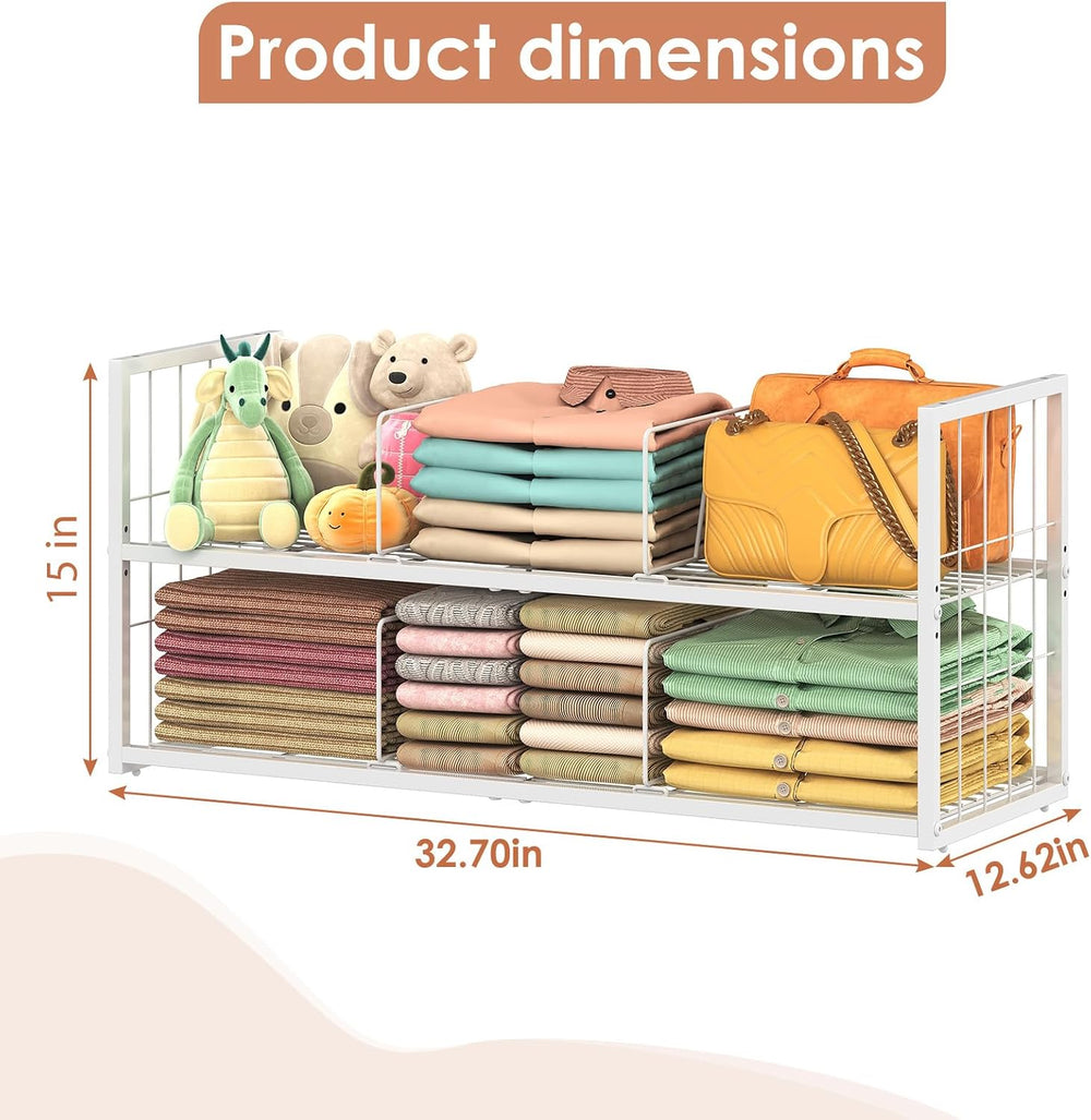 Hongtamoya Stackable Closet Storage Shelf with Adjustable Divider