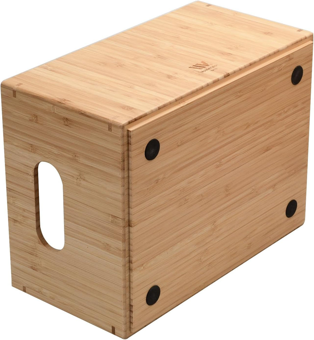 MobileVision Bamboo Storage Box with Open Front Stackable Bin Organizer to us...