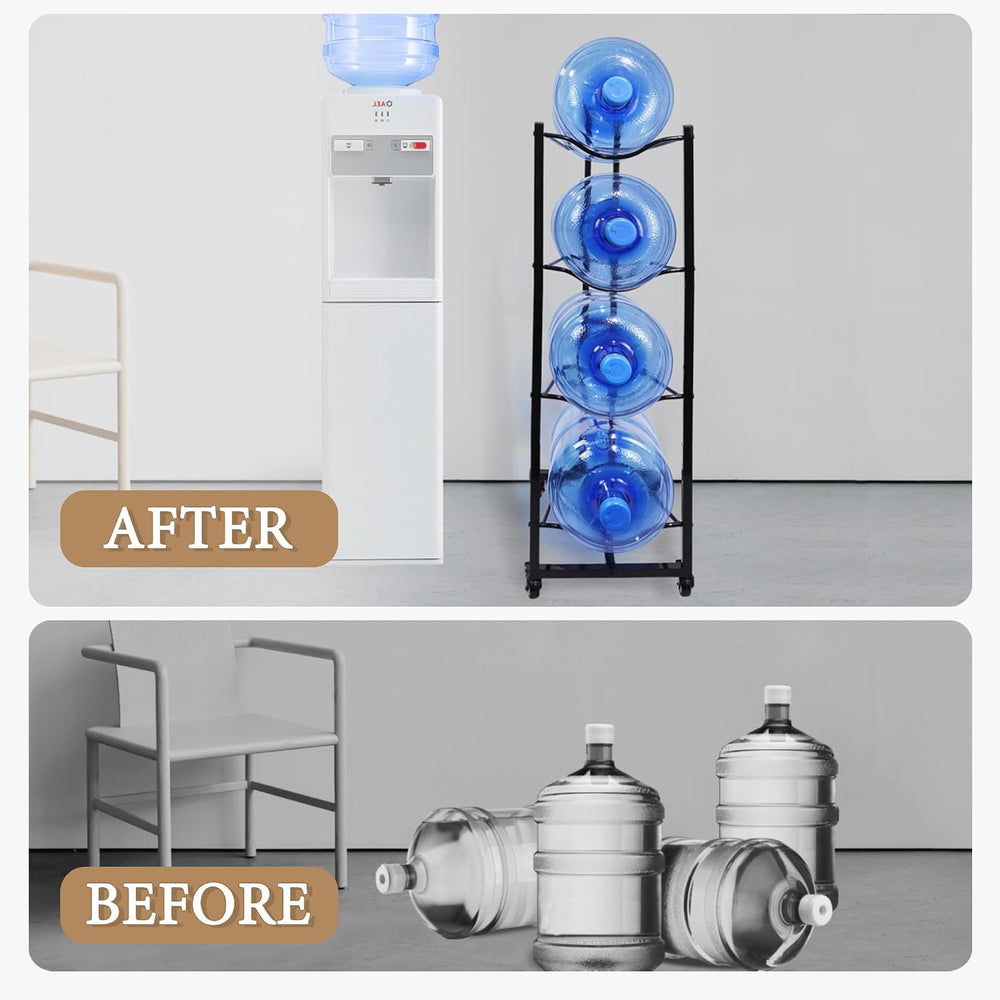 5 Gallon Water Bottle Holder, 4-Tier Heavy Duty Water Cooler Jug Rack, Water ...