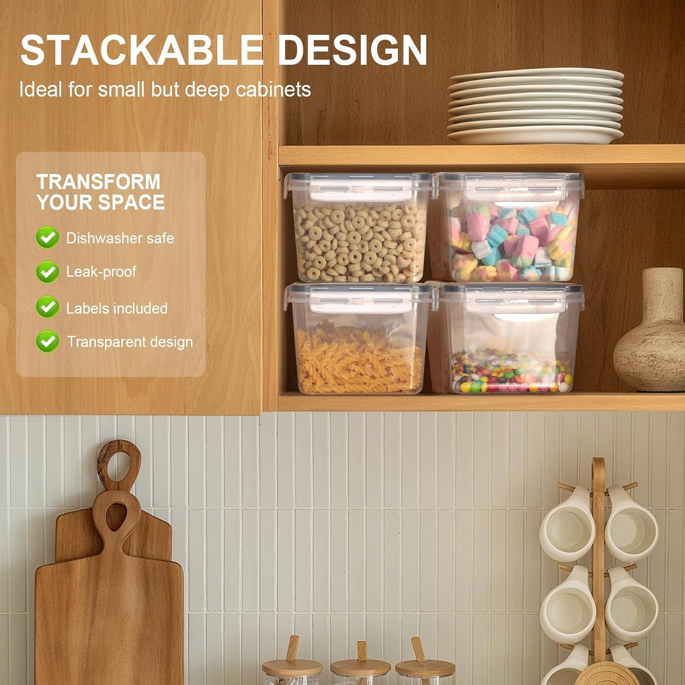 Cozary 3.2L Airtight Food Containers 4 Pieces, Plastic Food Containers with L...