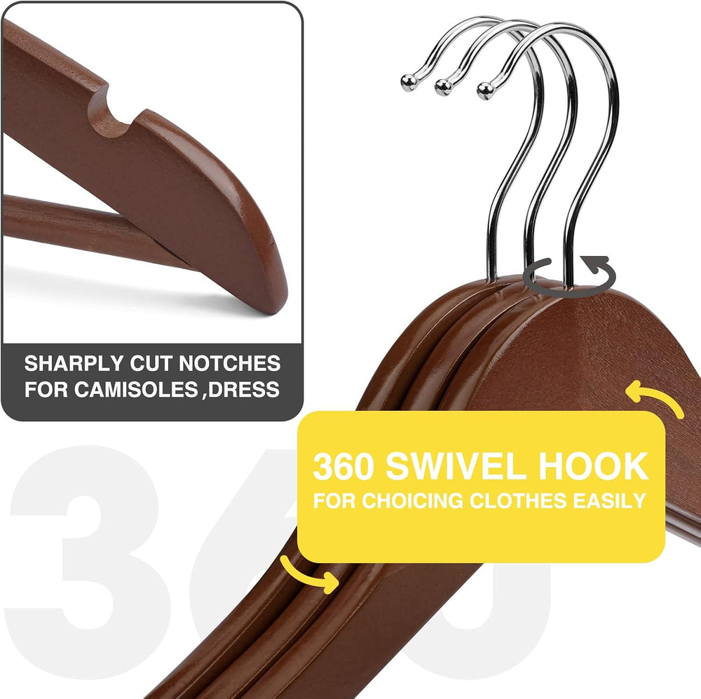 Wooden Hangers 90 Pack,Wooden Clothes Hanger for Daily Used,Heavy Duty Wood H...