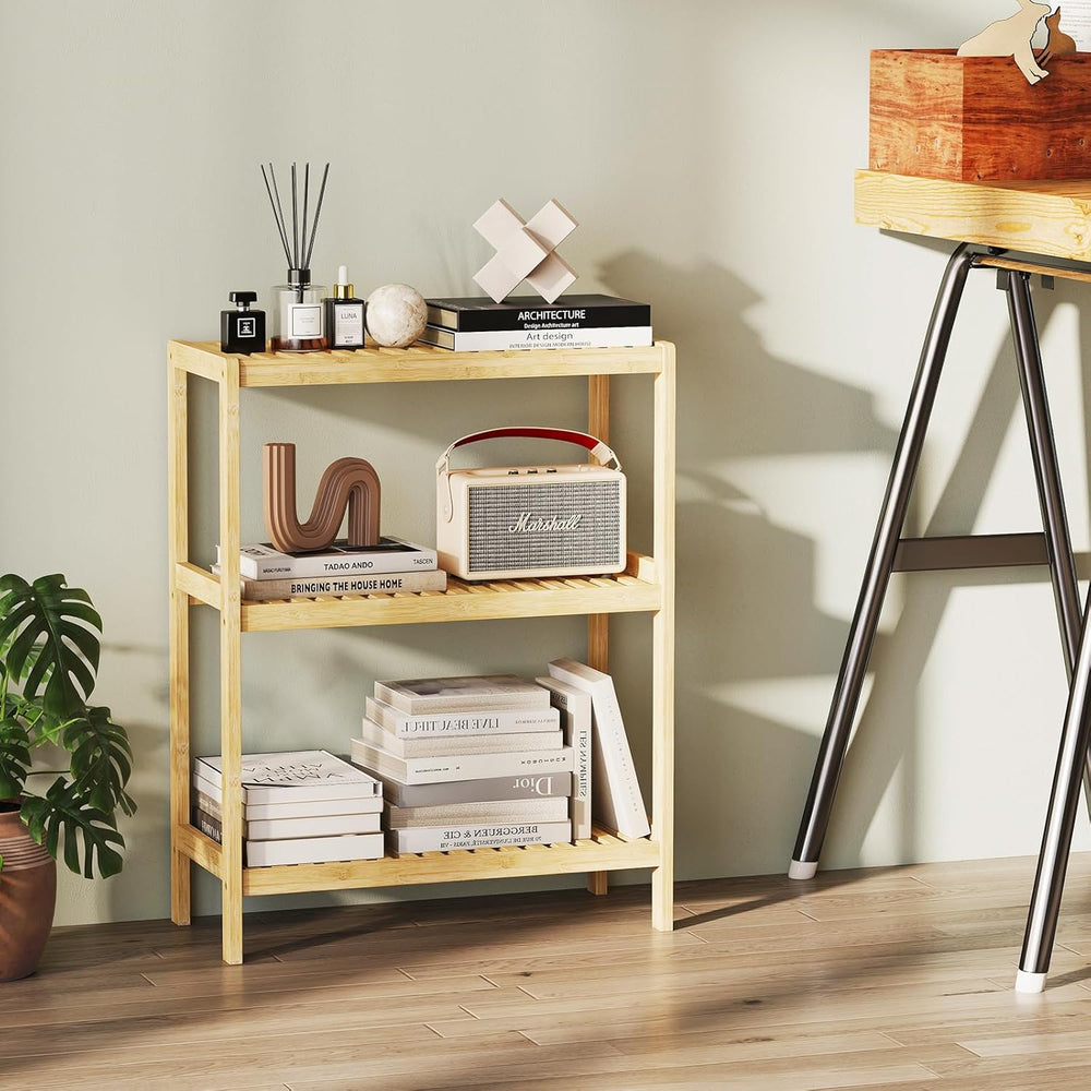 Bamboo Bathroom Shelf, Multifunctional Storage Shelf, 3-Tier
