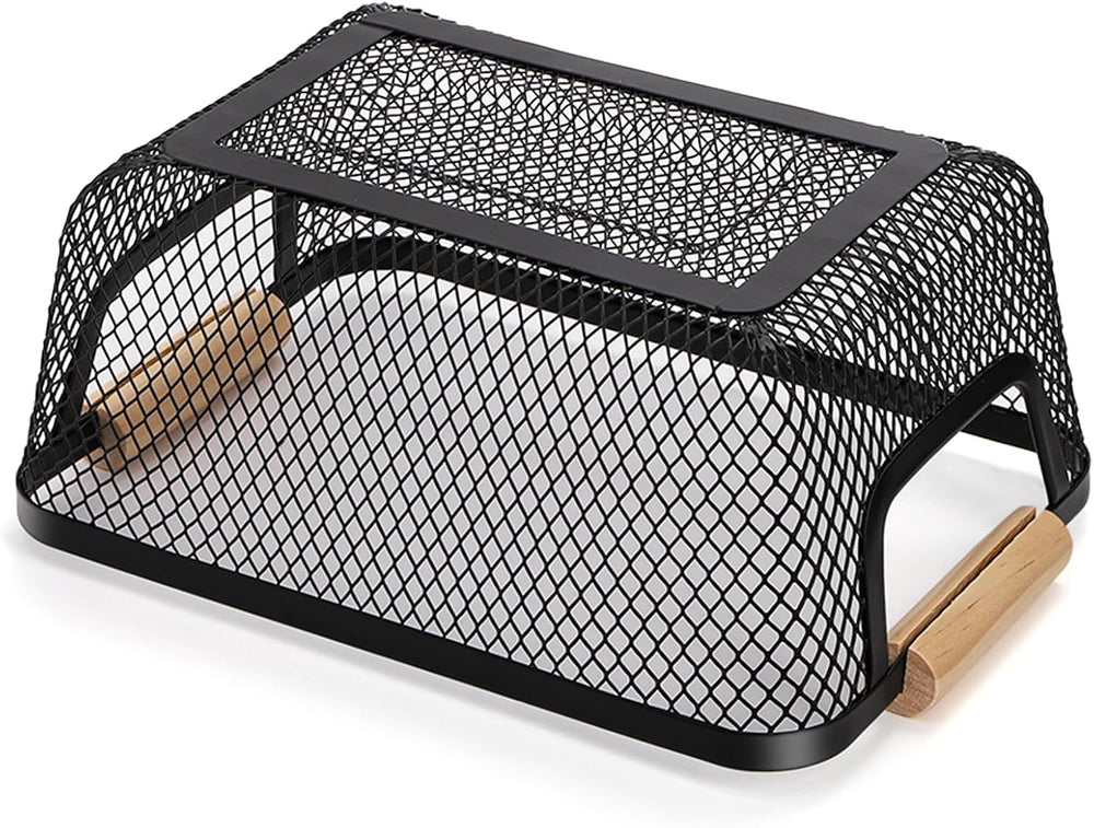 Noamus 3 Pack Metal Mesh Basket with Wooden Handle, Farmhouse Wire Steel Stor...