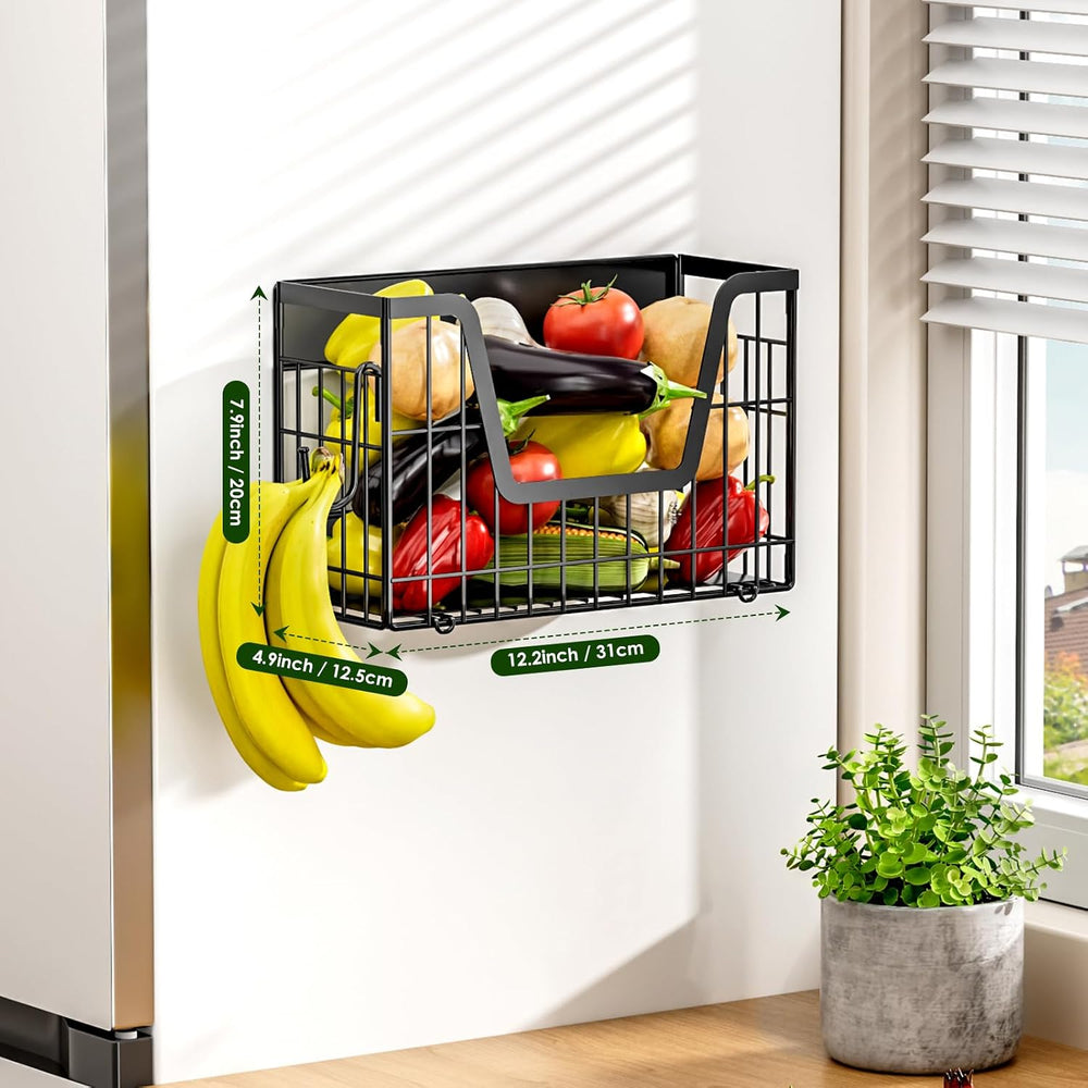 4-Pack Magnetic Fridge Shelf, Black Fruit Basket Potato Storage