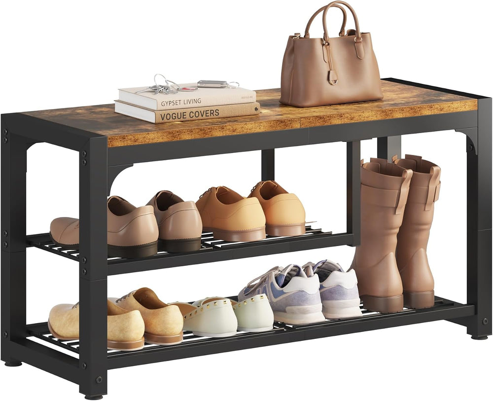 HOMEFORT Shoe Bench,3 Tiers Shoe Rack Bench,31.5" Shoe Storage Bench for...