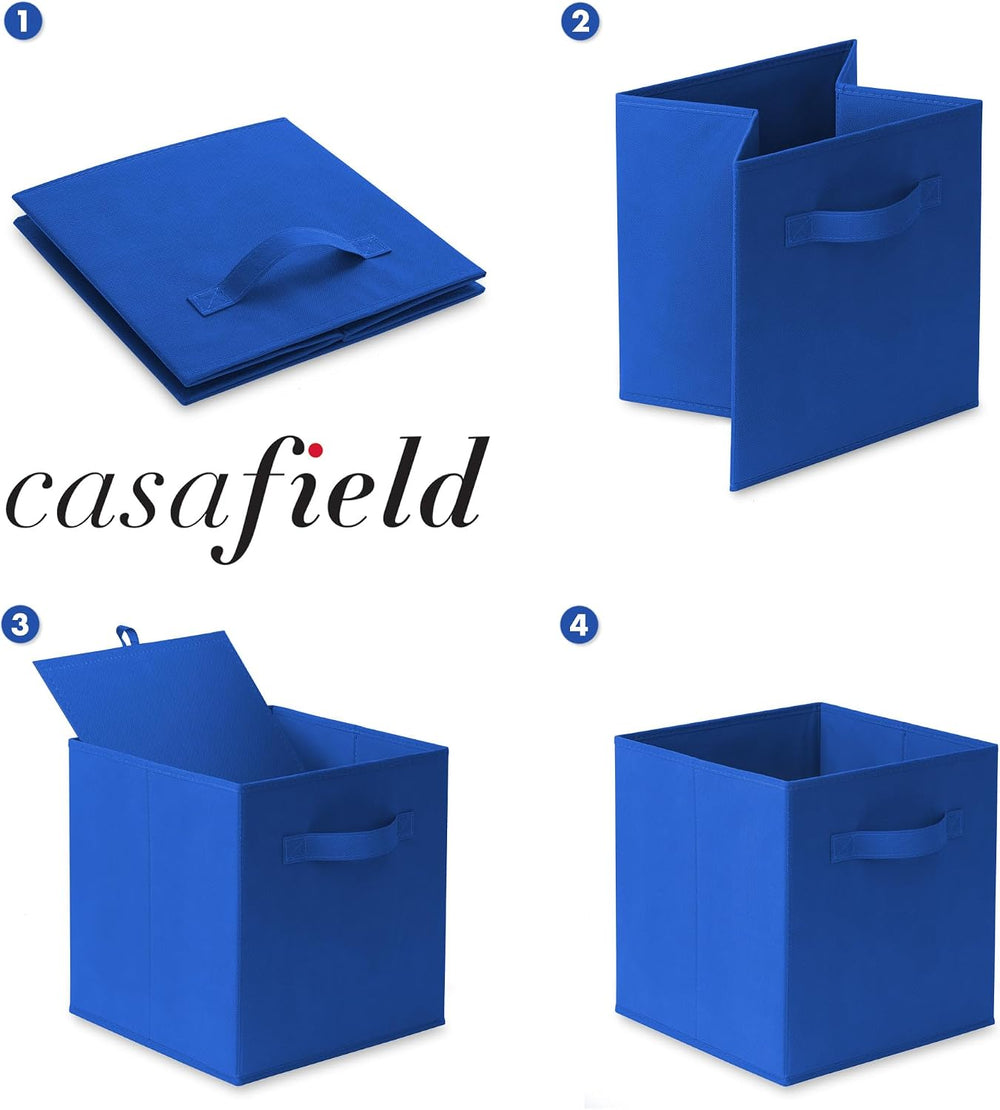 Casafield Set of 12 Collapsible Fabric Cube Storage Bins, Royal Blue - 11&quo...
