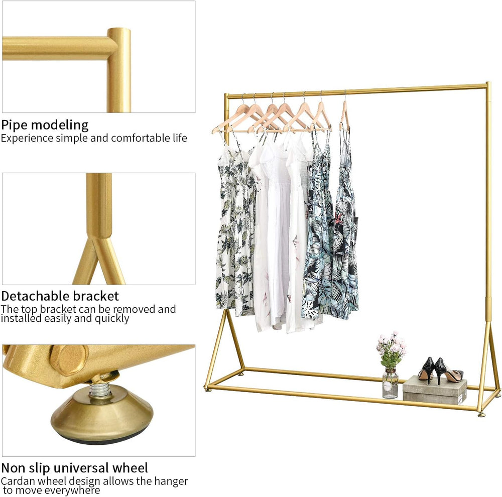 Gold Pipe Clothing Racks Freestanding, Modern Metal Clothes Rack Heavy Duty, ...