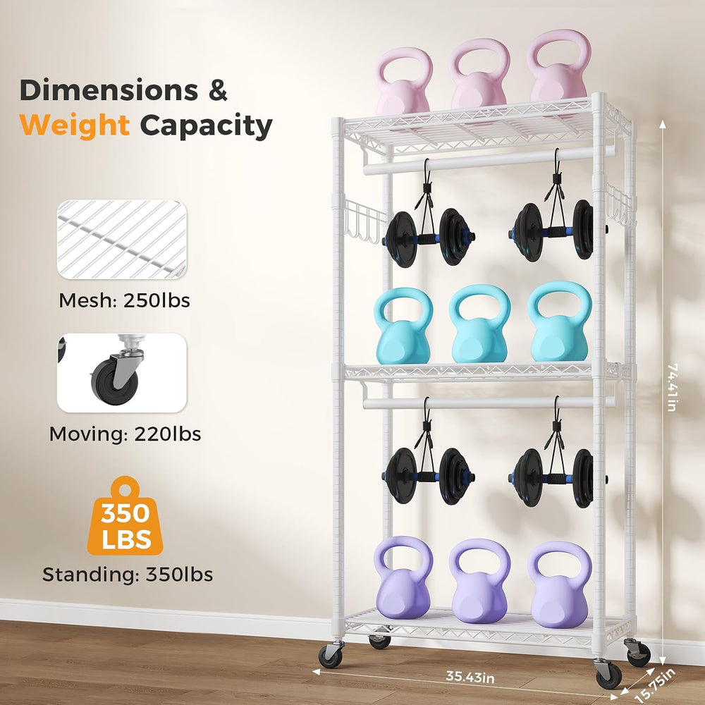 OLIXIS Rolling Clothes Rack, Heavy Duty Garment Rack, 35 IN, Metal White