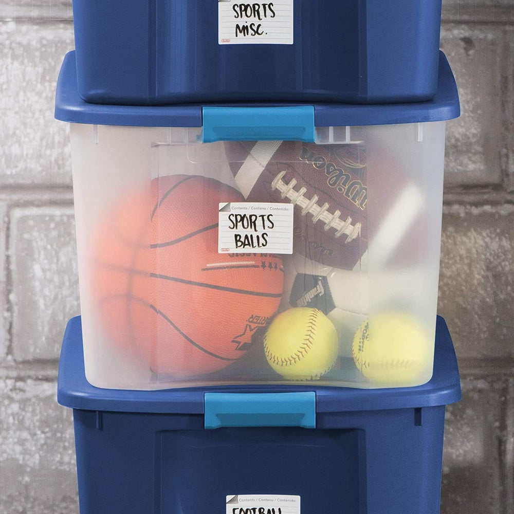 Sterilite 18 Gallon Latch & Carry Storage w/Grip Handles, Clear, 6 Pack
