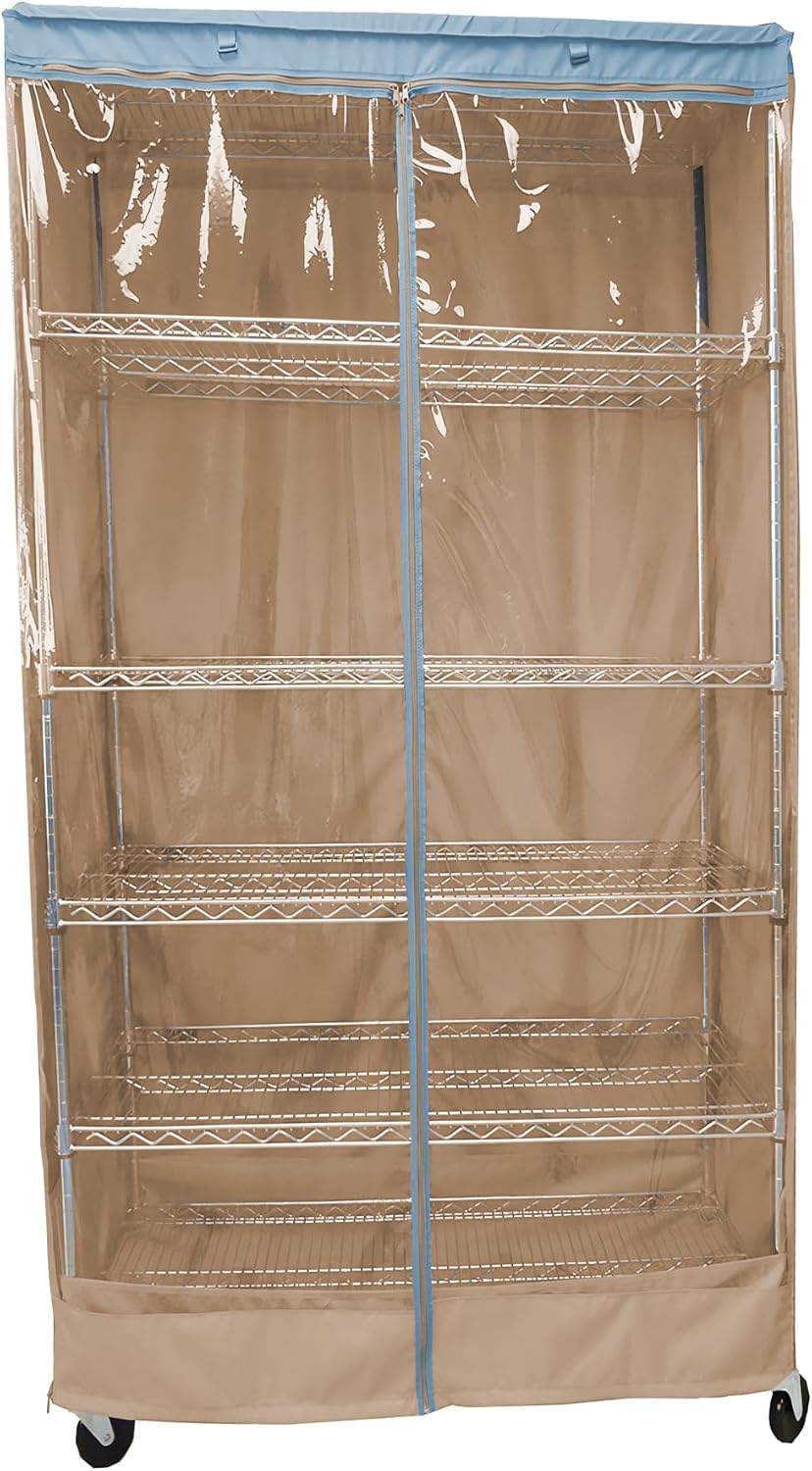 Formosa Covers Premium Clear Front Wire Shelf Cover Beige Khaki Blue - Heavy-...