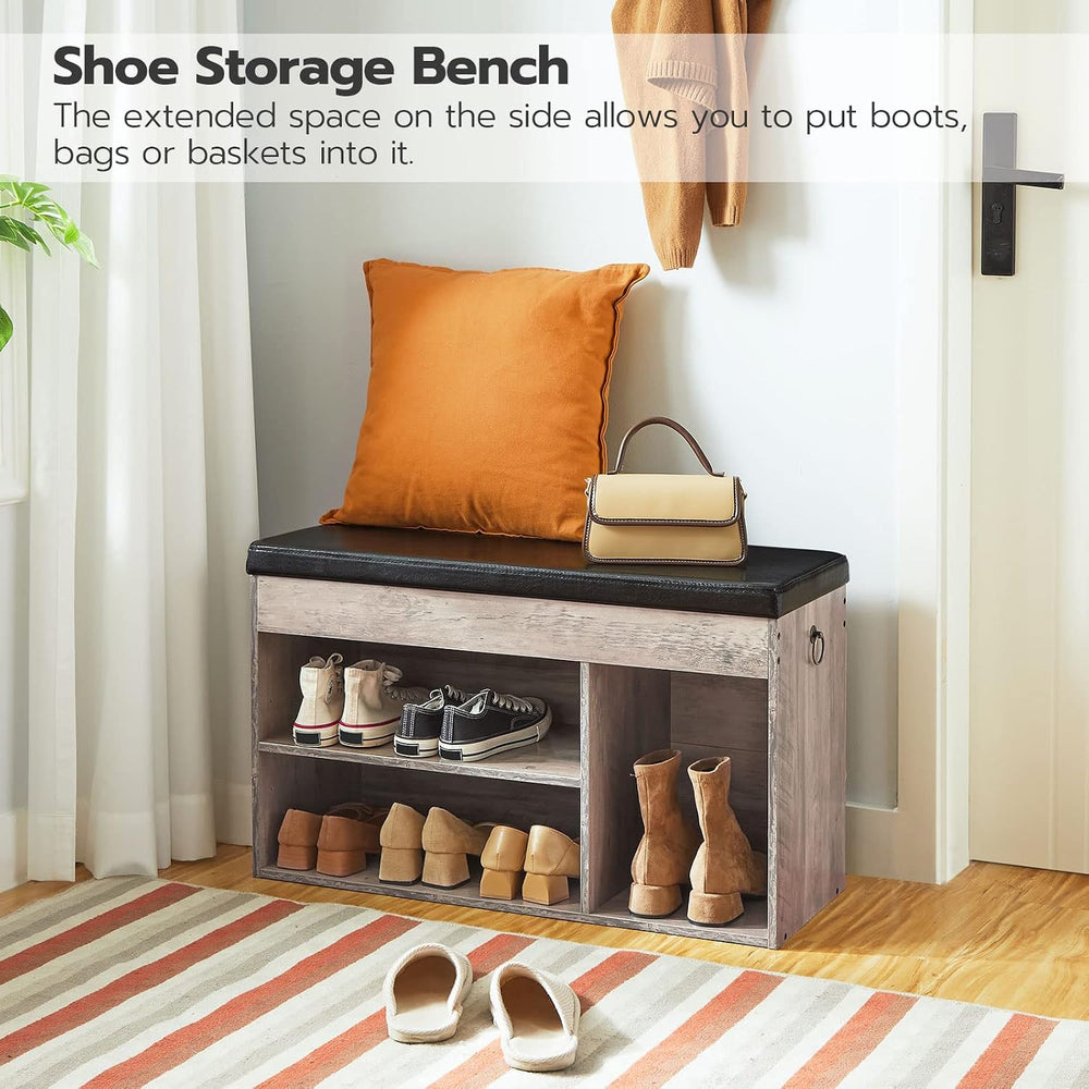 HOOBRO Shoe Storage Bench with Cushion, 32.3'' Entryway Bench with Li...