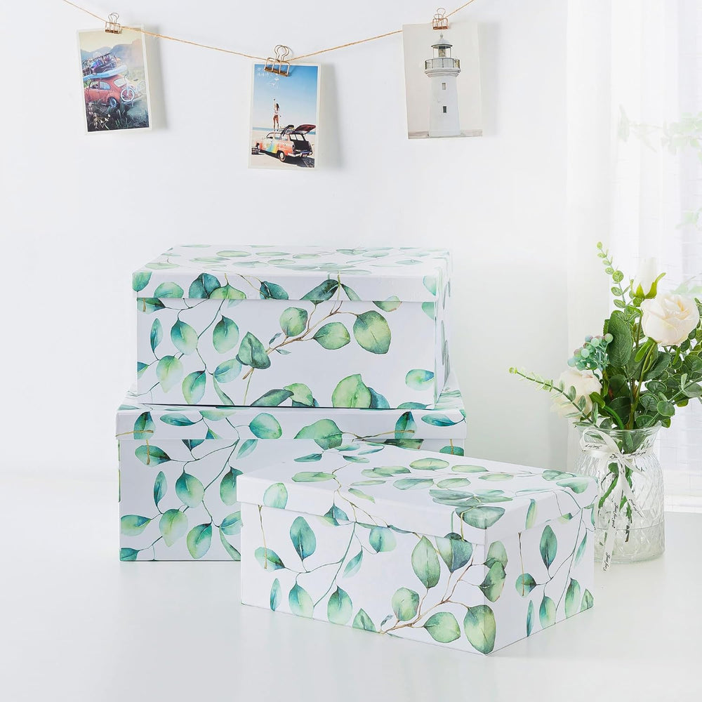 Soul & Lane - Eucalyptus Decorative Storage Boxes with Lids, Set of 3