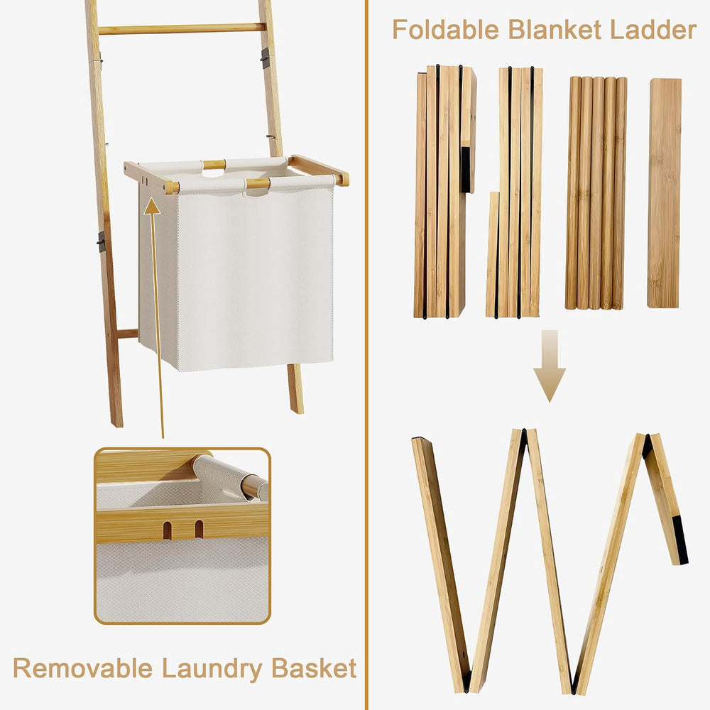 BAMBANG 6-Tier Blanket Ladder for Living Room, Blanket Quilt Ladder Rack Rust...