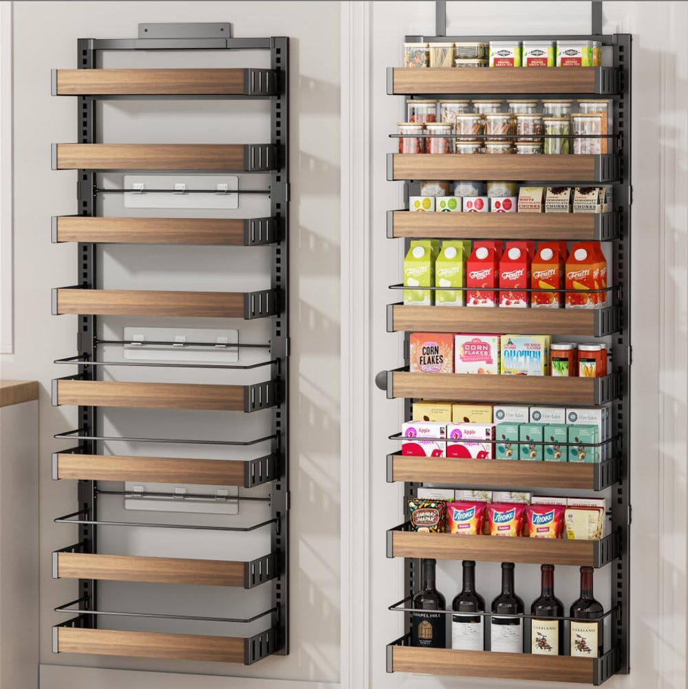 POKIPO 8 Tier Over The Door Pantry Organizer, 2 IN 1 Wall Mount or Hanging Sp...