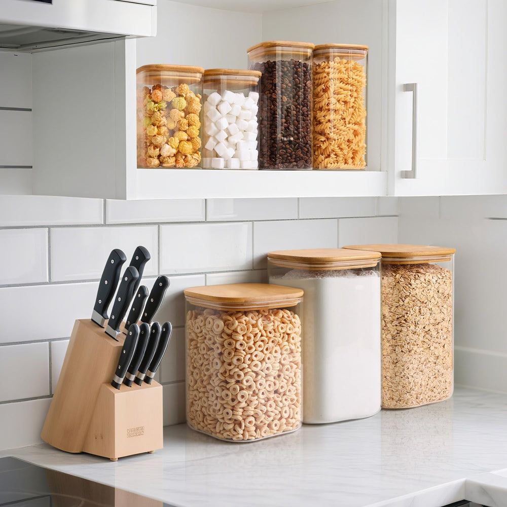 ComSaf Flour Sugar Storage Containers 4 Qt, Set of 2 Glass Flour Container
