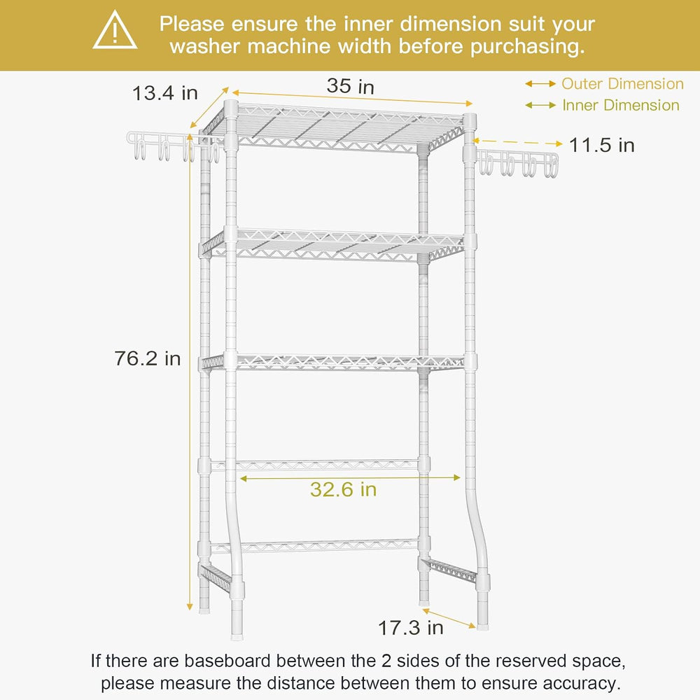 Ulif U8 Laundry Room Storage Organizer, Over The Washer and Dryer Storage She...