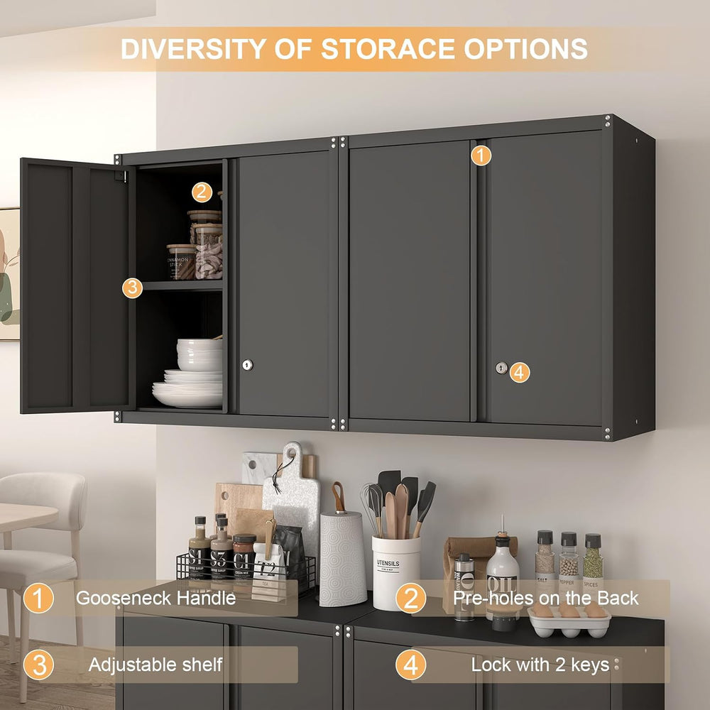 LUCYPAL Garage Storage Cabinet,27.95" H Metal Wall Cabinet with Locking ...