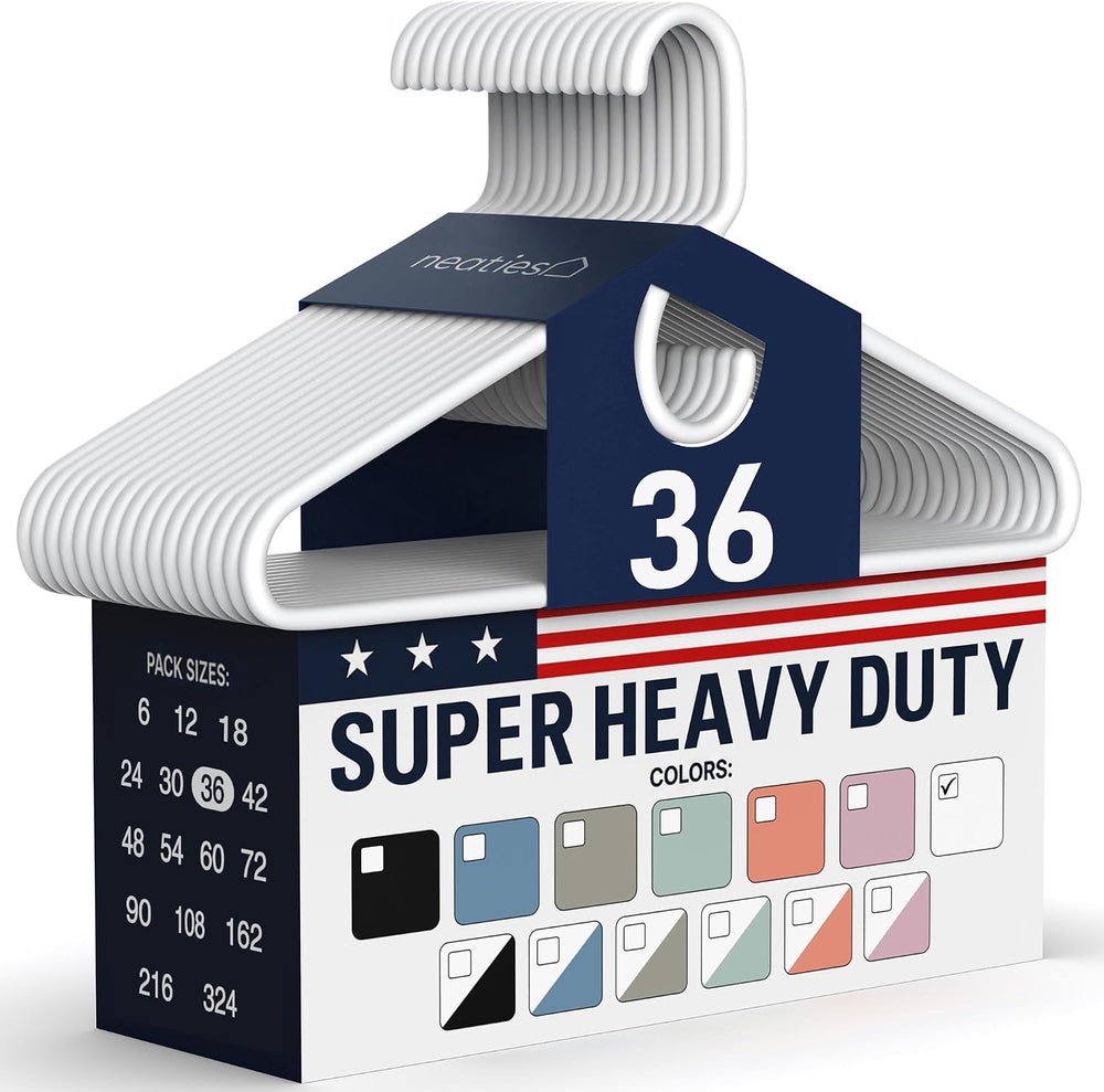 Super Heavy Duty Clothes Hangers 36 Pack – Made in the USA - 10lb Capacity, T...