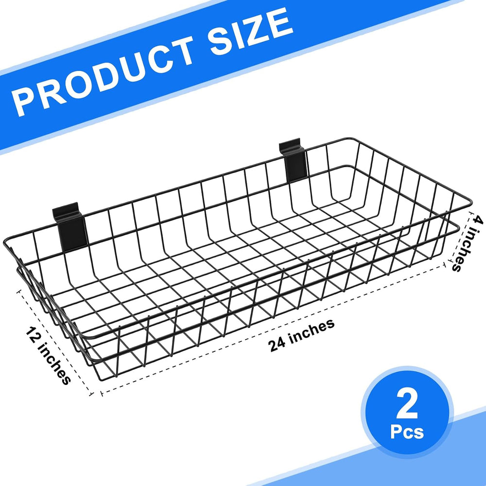 2 Pack Extra Large Slatwall Baskets, 24" x 12" x 4" Slatwall P...