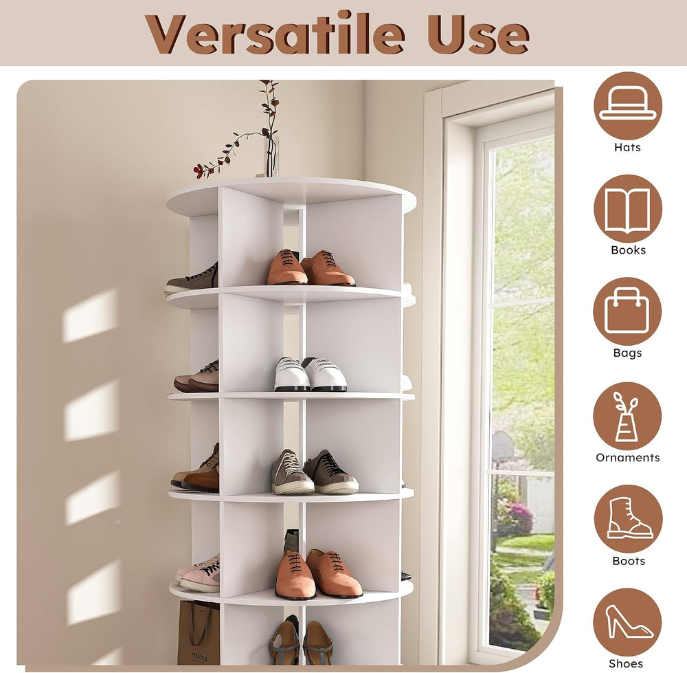 6-Tire Round Rotating Shoe Rack,360°Spinning Shoe Display,Shoe Organizer Spin...