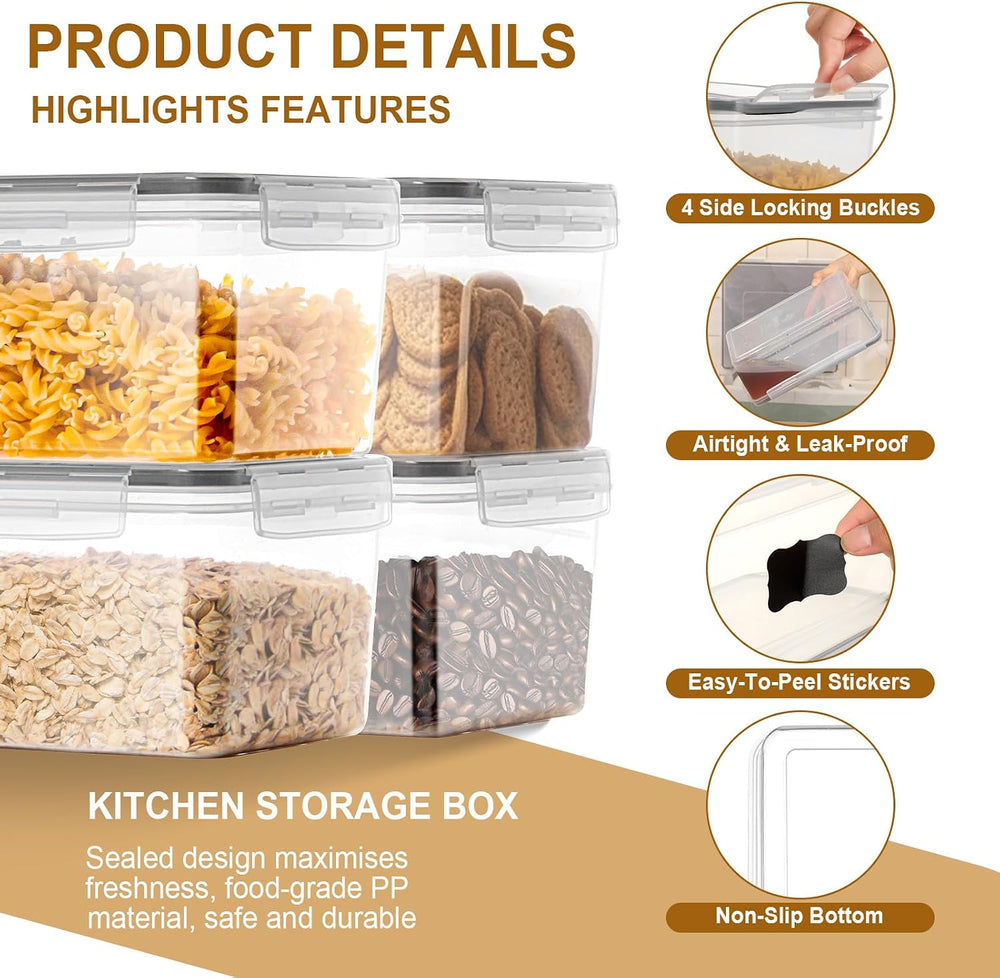Cozary 3.2L Airtight Food Containers 4 Pieces, Plastic Food Containers with L...