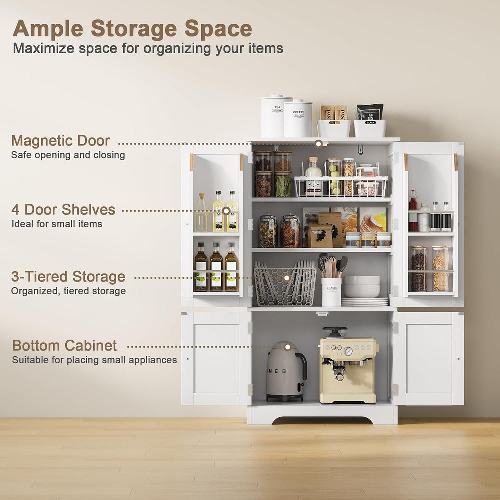 ChooChoo 43" H Pantry Cabinet with 4 Doors & 4 Door Shelves