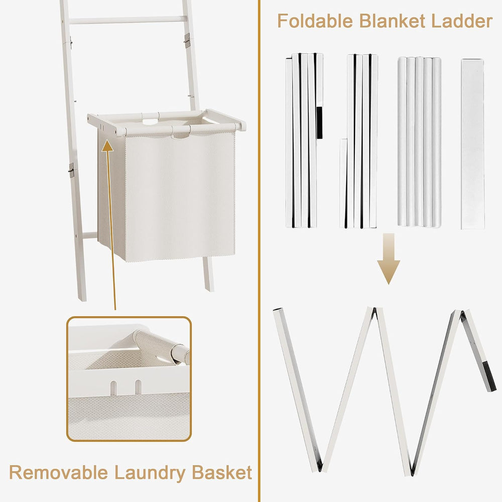 BAMBANG 6-Tier Blanket Ladder for Living Room, Blanket Quilt Ladder Rack Rust...