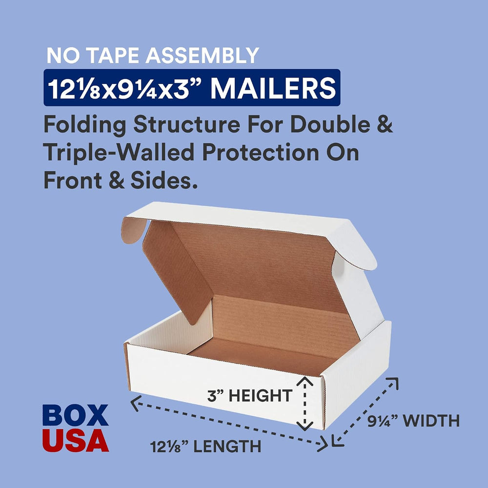 Box USA 12" Deluxe Shipping Boxes 12.125"L x 9.25"W x 3"H...
