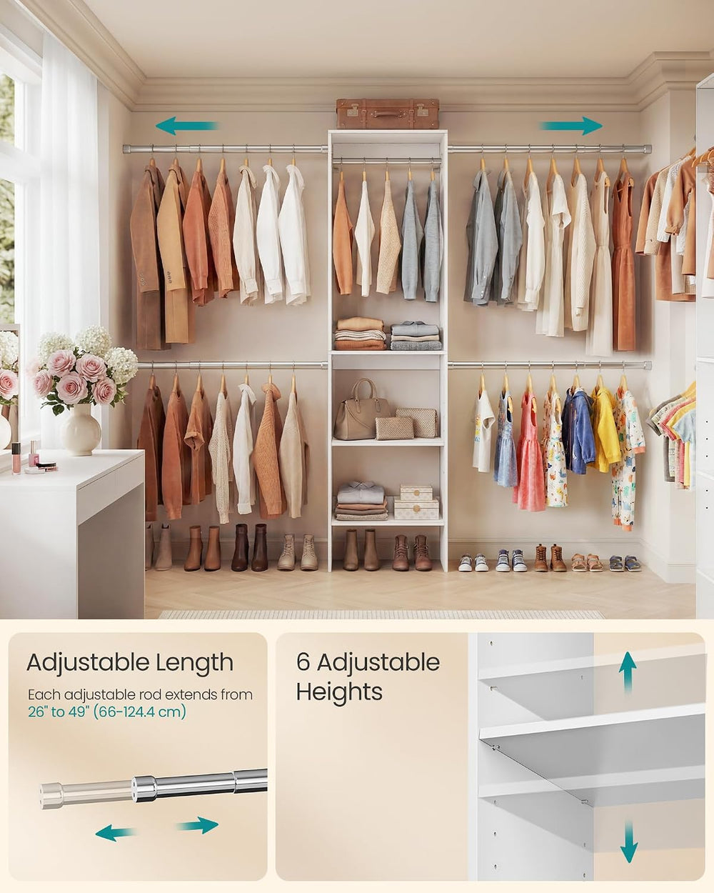 SONGMICS Closet System, Customizable Walk-In Closet Organizer System