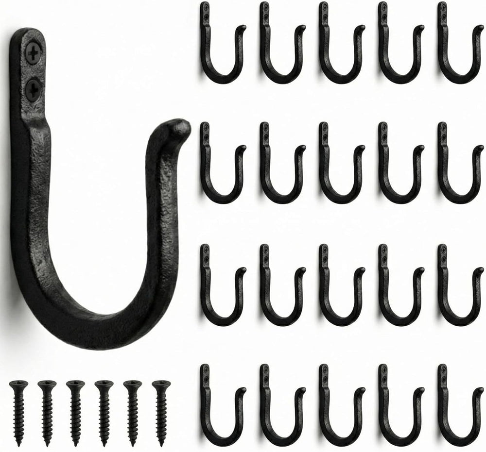 Yaocom 20 Pack Railroad Spike Hooks cast Iron Hooks for Hanging Heavy Duty Bl...