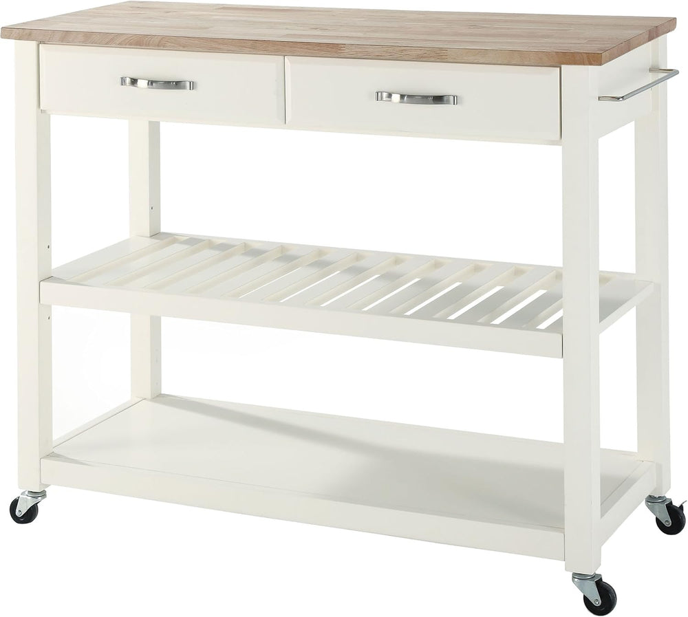 Crosley Furniture Wood Top Kitchen Prep Rolling Cart, Microwave Stand, Coffee...