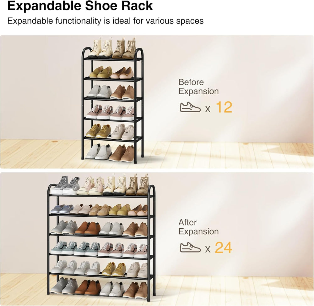 STO STO Expandable Shoe Rack, 5-Tier Metal Shoe Rack for Closet, Up to 24 Pai...