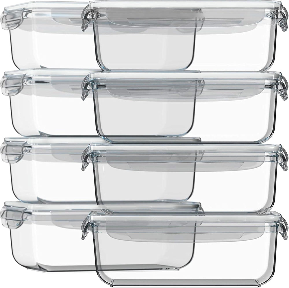 Razab 16 Pc (Set of 8) 30 Oz Glass Meal Prep Containers with Lids, Airtight L...