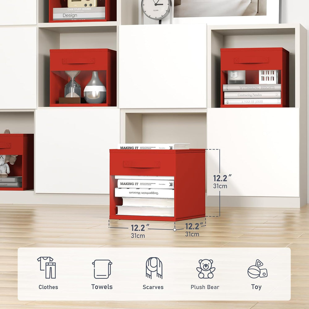 DIMJ Cube Bins, 12.2-Inch Storage Bins Cubes with Window, 6 Packs Collapsible...