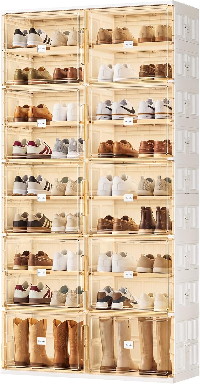 JEKO&JEKO 9 Tiers Foldable Boot and Shoe Storage Rack Cabinet for Closet ...