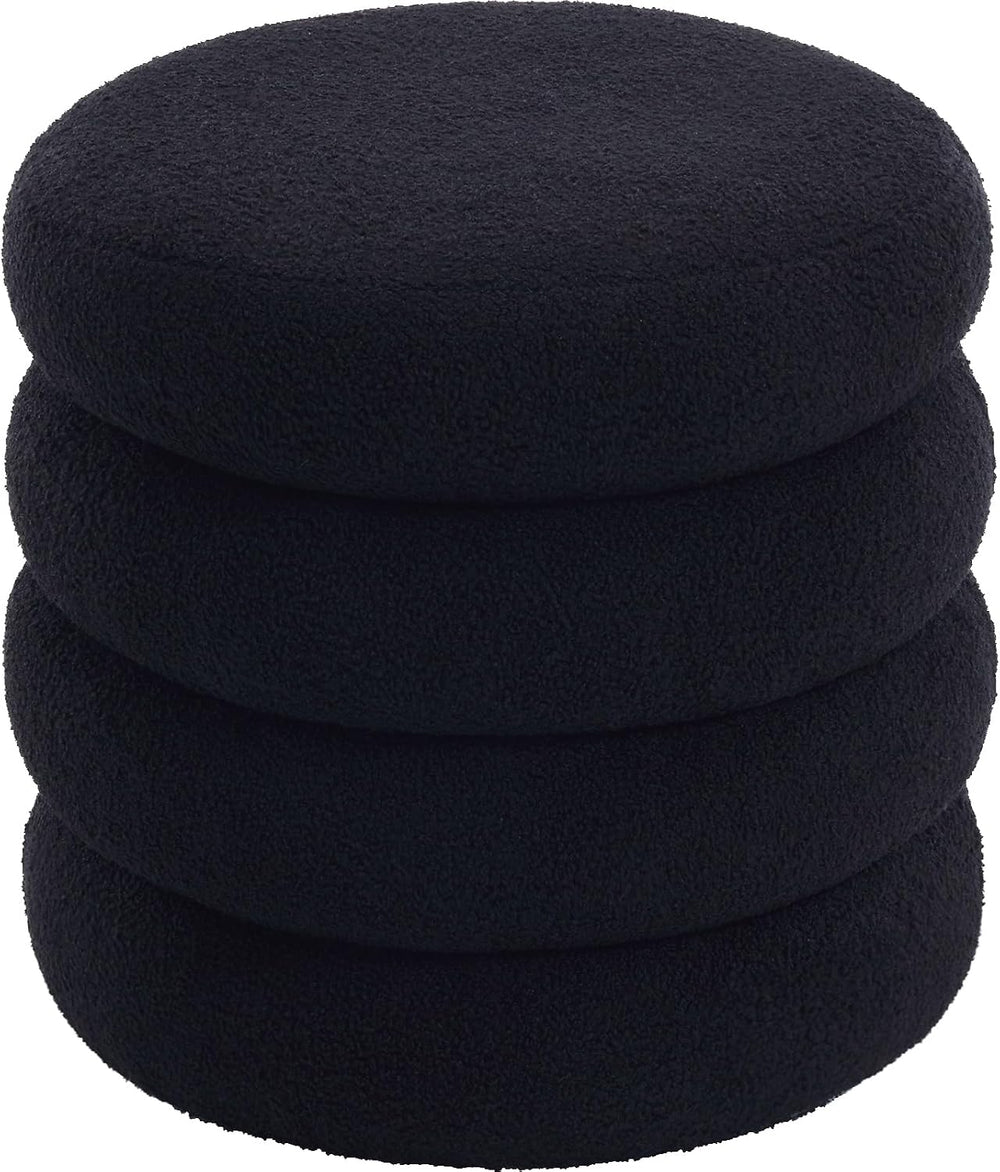 Flouki 19.5" Storage Ottoman Round, Vanity Stools for Bedroom, Sherpa Po...