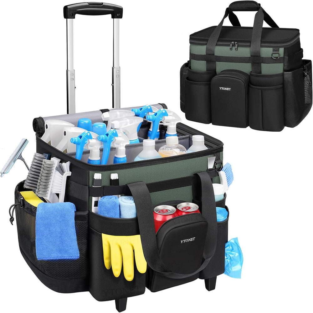 Ytonet Cleaning Caddy with Wheels, Extra Large Rolling Cleaning Caddy Bag