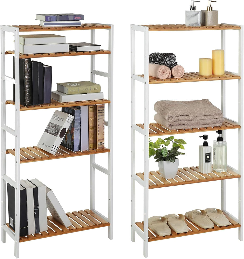 SONGMICS 5-Tier Bamboo Shelf, Freestanding Bathroom Storage Rack