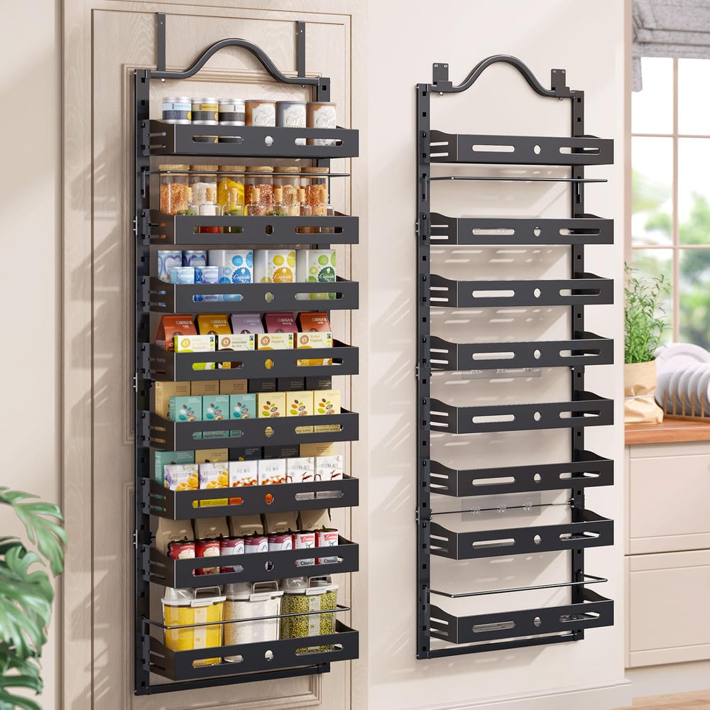 8-Tier Pantry Door Organizer, Large 2 IN 1 Wall Mount or Over The Door Pantry...