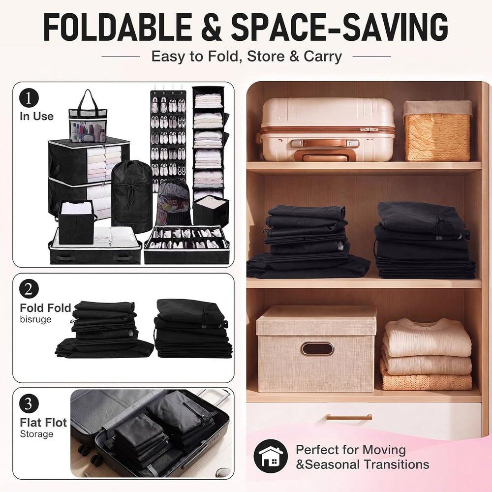Briwooody 11 Pcs College Dorm Storage Set, Dorm Organizer Kit with Closet Org...