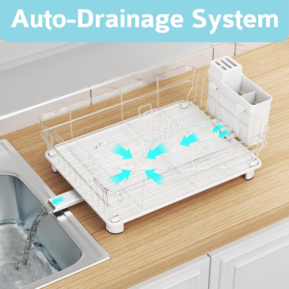 Dish Drying Rack for Kitchen Counter,12.8" W x 16.9" L,White