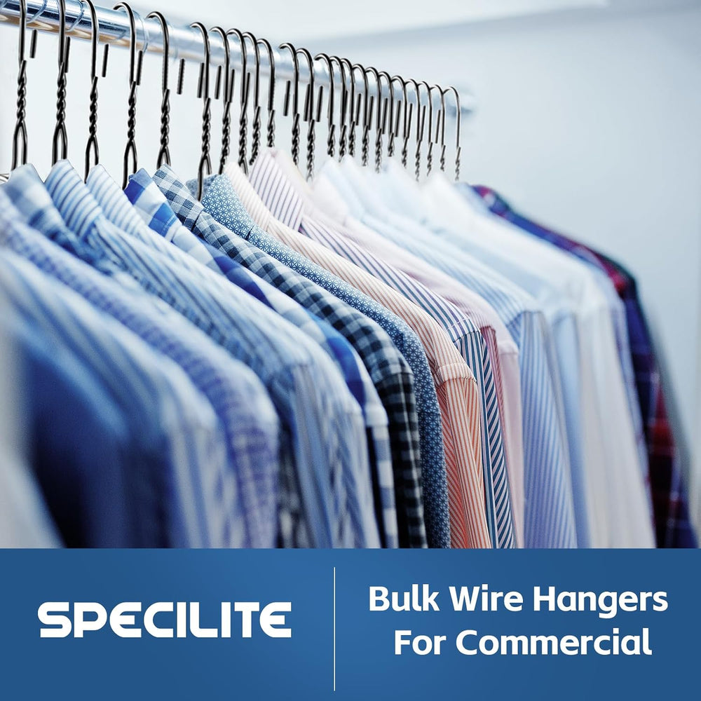 SPECILITE 18” Wire Metal Clothes Hangers Bulk 100 Pack, Ultra Thin, Black
